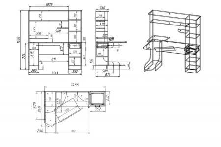 Компьютерный стол "Мебелеф-23" (системный блок слева)