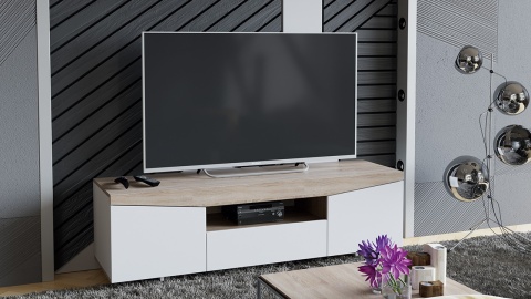 Тумба ТВ тип 1 (Белый Ясень/ Дуб Сонома)/Ш-1600 × В-484 × Г-450 мм