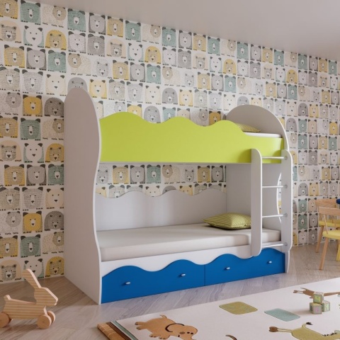 Пифагор Кровать Двухъярусная с Матрасами в Подарок ЛДСП-МДФ (Сп.Место 800 х 1860 мм)/Разные Цвета