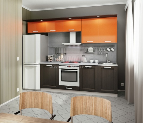 Кухонный гарнитур Регина Песочный/Дуб Темный СБК/Анна Оранж