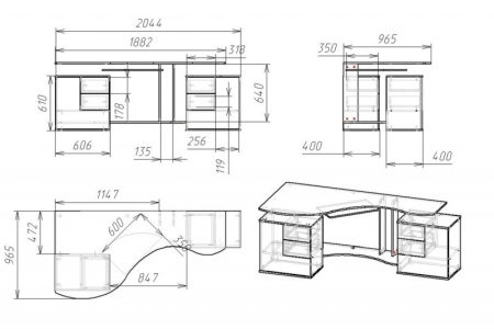 Компьютерный стол "Мебелайн-8" (угол справа)
