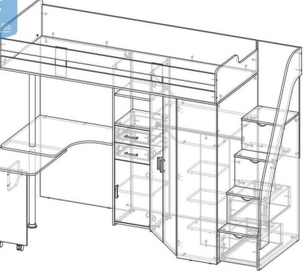 Кровать-Чердак Мийа (Д-2432хШ-1800хГ-645 мм)/Разные Цвета