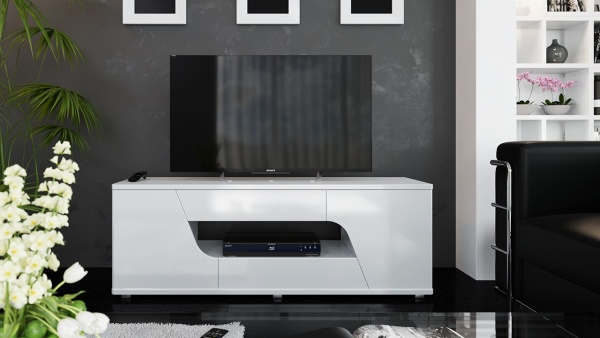 Тумба ТВ тип 5 «Diamond» (Белый глянец)/Ш-1402 × В-493 × Г-395 мм